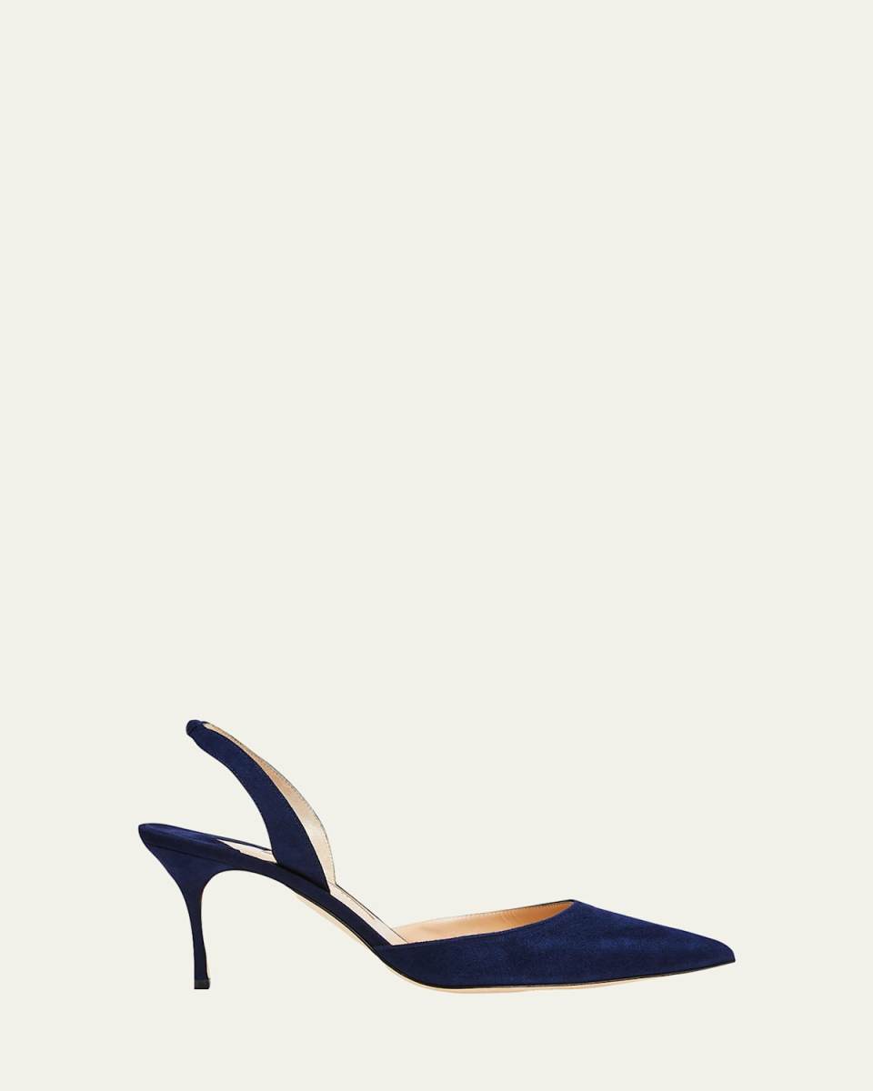 Carolyne Suede Mid-Heel Slingback Pump